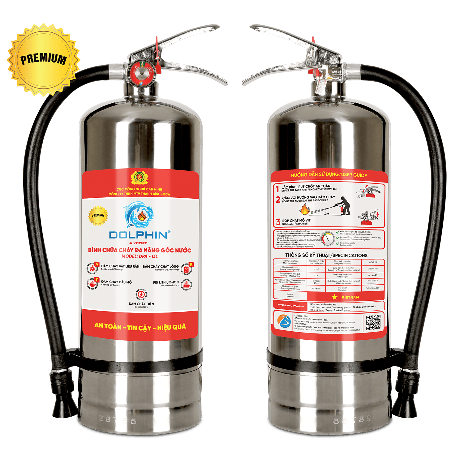 Bình chữa cháy đa năng gốc nước Dolphin DPA-I3L