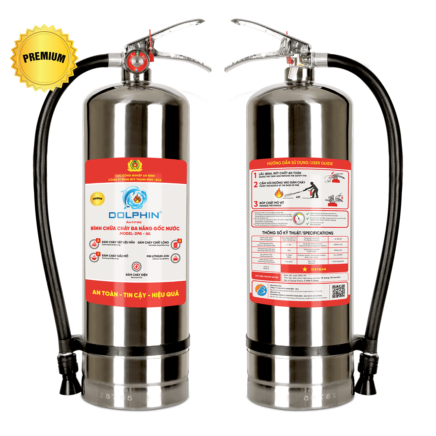 Bình chữa cháy đa năng gốc nước Dolphin DPA-I6L