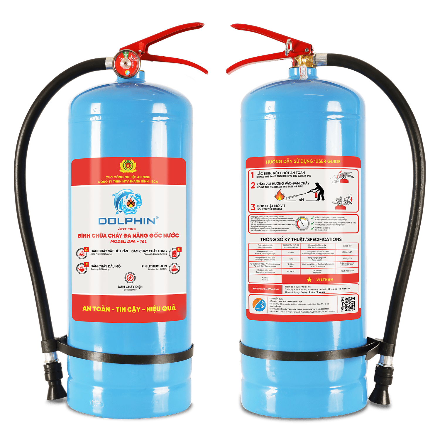 Bình chữa cháy đa năng gốc nước Dolphin DPA-T6L